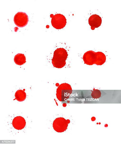 Salpicos - Fotografias de stock e mais imagens de Salpicado - Salpicado, Sangue, Fundo Branco