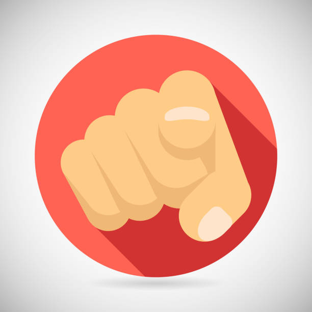 Pointing Finger Potential Client Politician Businesman Elected Icon Concept Flat vector art illustration