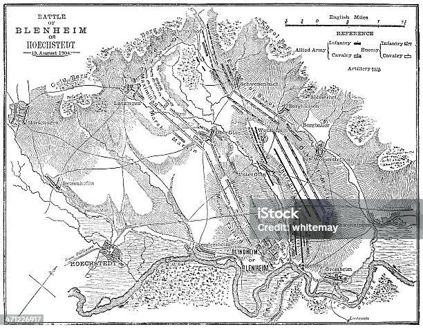 Battle Of Blenheim Karte Die Im Jahre 1880 Stock Vektor Art und mehr Bilder von Karte - Navigationsinstrument