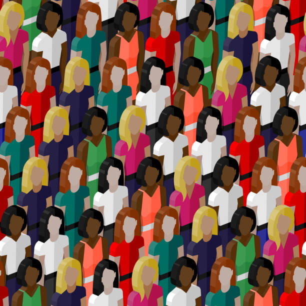 istock vector seamless pattern with a group of girls and women. 471226954