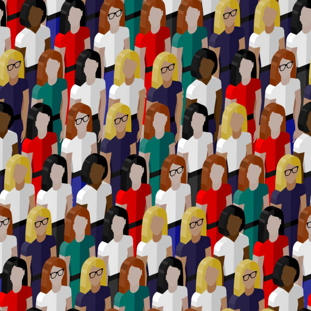 istock seamless pattern with a large group of well- dresses ladies. 471227030