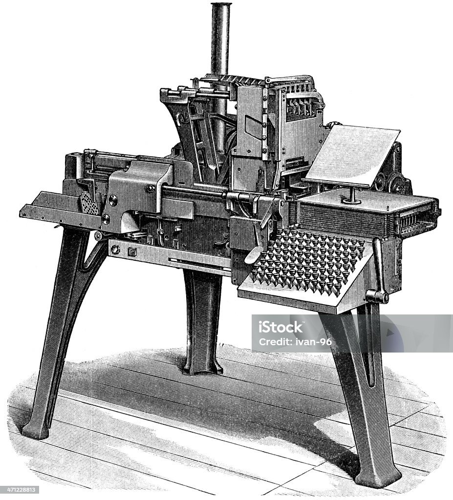 Монотипия - Стоковые иллюстрации Печатная машина роялти-фри