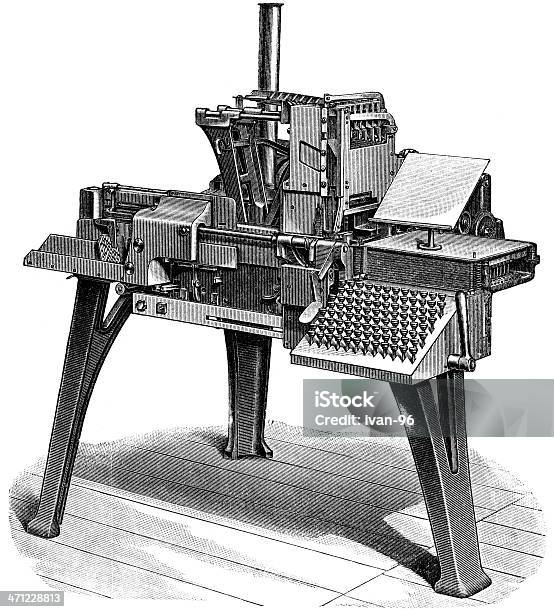 Монотипия — стоковая векторная графика и другие изображения на тему Печатная машина - Печатная машина, Прошлое, Старый