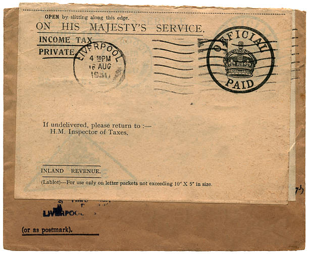 istock Used British income tax envelope 471229187