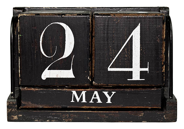 May 24th Antique Cube Calendar showing May 24th, isolated on a white background may 24 calendar stock pictures, royalty-free photos & images