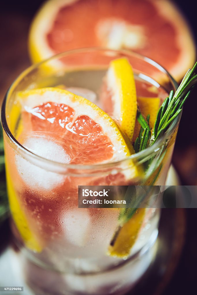 summer healthy drink Frech chilled grapefruit mineral water with herbs and ice, summer healthy drink 2015 Stock Photo