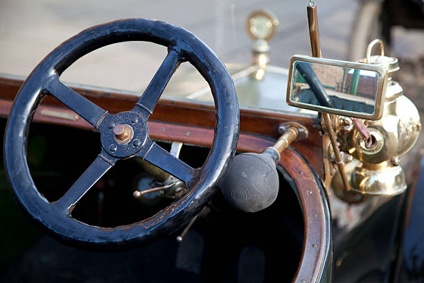 istock Steering Wheel in Vintage Car 471229876