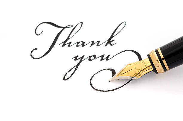 Thank you Fountain pen writing "Thank you" on paper nib stock pictures, royalty-free photos & images