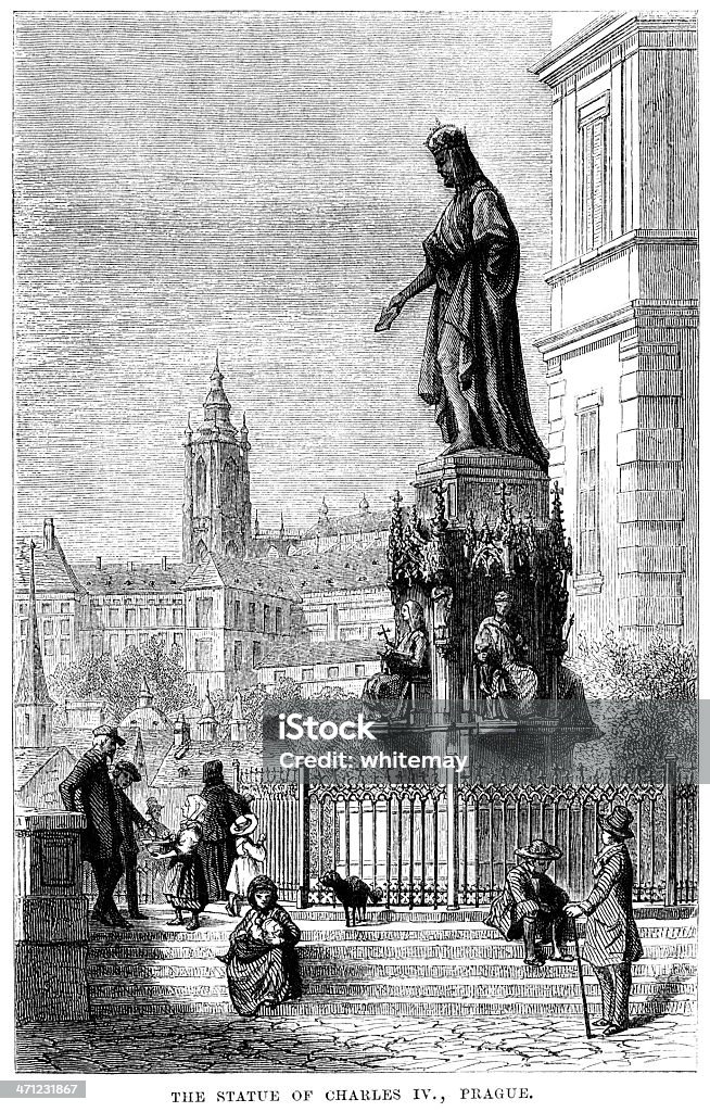 Estatua de carlos IV en Praga (1875 ilustración - Ilustración de stock de 1870-1879 libre de derechos