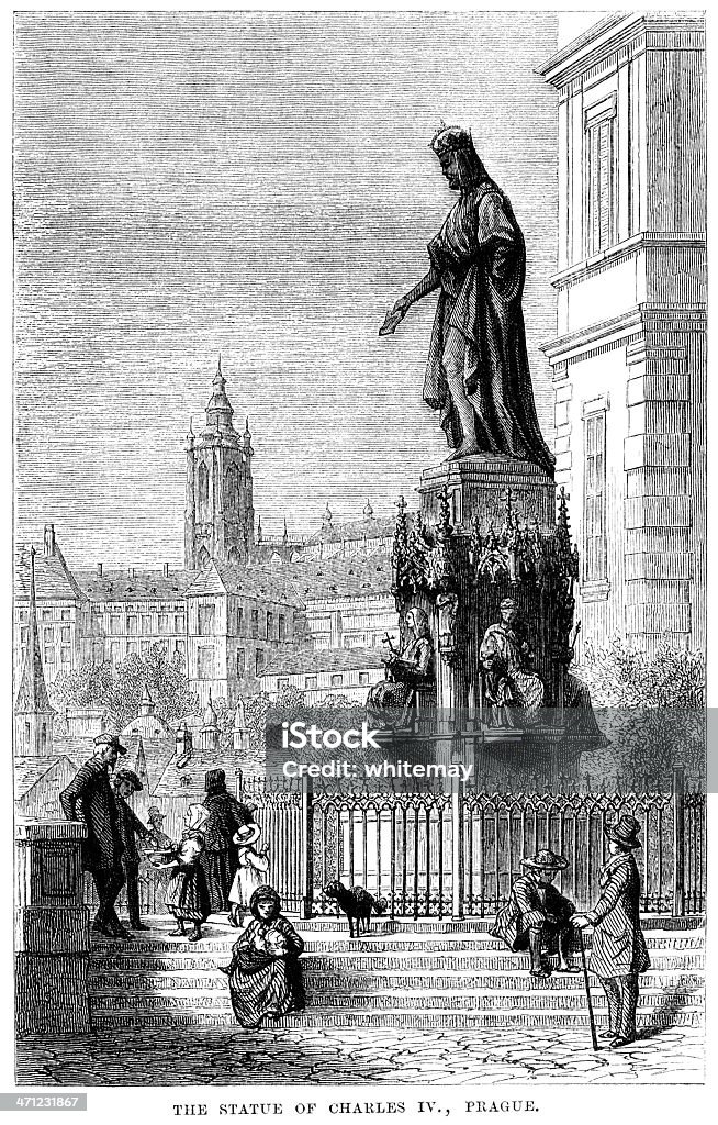 Statue de Charles IV de Prague (1875 illustration - Illustration de 1870-1879 libre de droits
