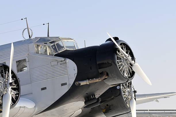 JU 52 aircraft The Junkers Ju 52 nicknamed "Tante Ju" was a civilian airliner and military transport aircraft and bomber manufactured between 1932 and 1945 by Junkers. technology in the 1940s stock pictures, royalty-free photos & images