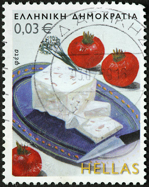 istock tomatoes and cheese on a Greek stamp 471234553