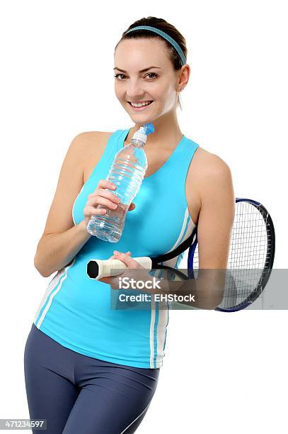 Donna Giovane Giocatore Di Tennis Isolato Su Sfondo Bianco - Fotografie stock e altre immagini di Donne giovani