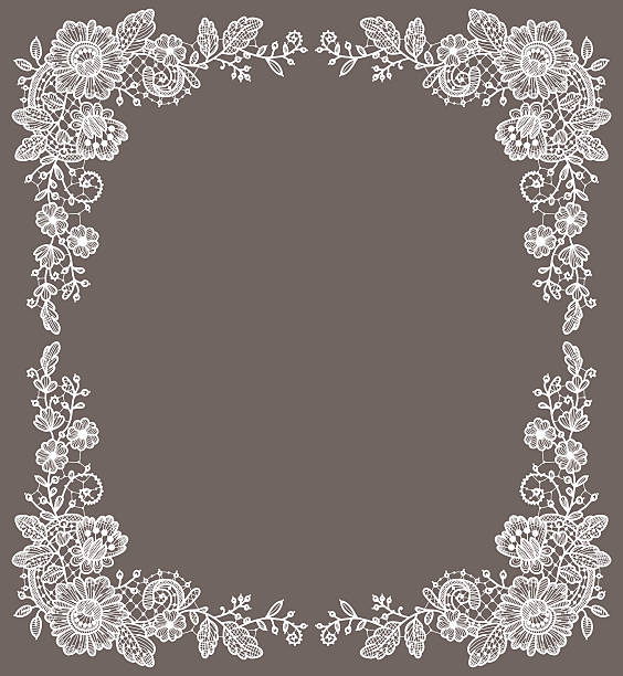 ilustrações de stock, clip art, desenhos animados e ícones de cartão. branca moldura de renda. padrão floral. fundo cinzento. - lace frame