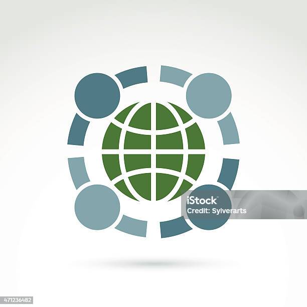 Green Earth And Mankind Symbolic Icon Vector Conceptual Symbol Stock Illustration - Download Image Now