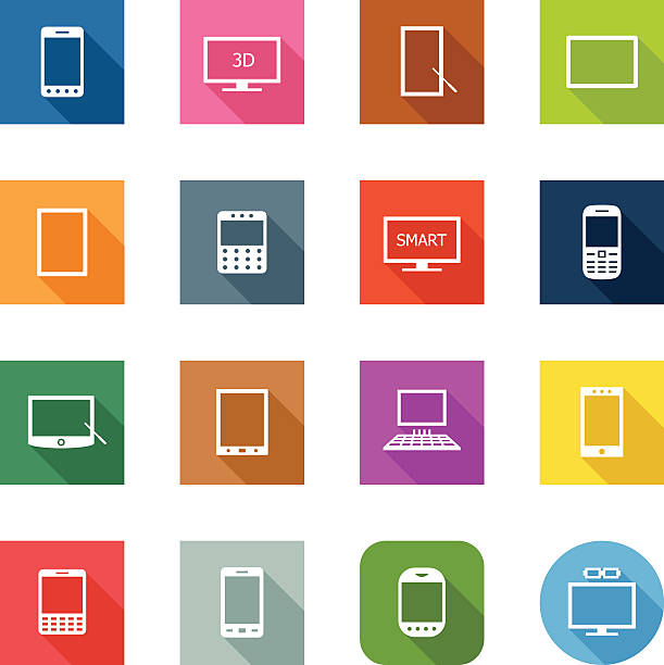 Flat Icons - Smart Devices 3 icon shapes included on separate layers: square, rounded square and round! satellite phone stock illustrations