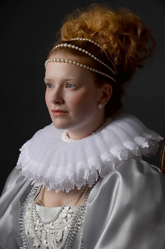 Fashion photoshoot depicting Queen Elizabeth.