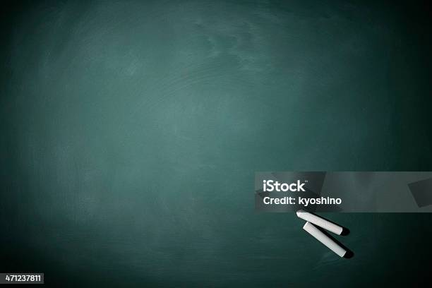 Blank Blackboard With Two White Chalk With Copy Space Stock Photo - Download Image Now