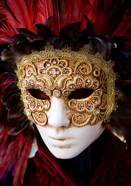 istock Red Feathered Venetian Carnival Mask 471239009