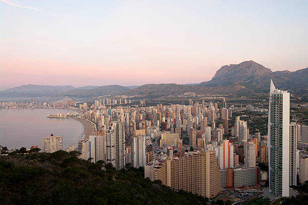 Benidorm in Spain at sunrise stock photo