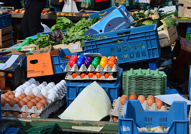 Diversity: Multi-colored Eggs in a Farmer's Market in Offenbach