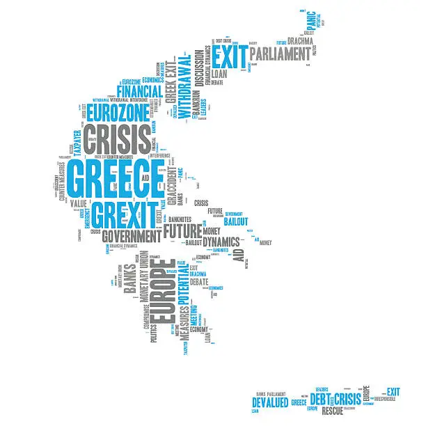 Vector illustration of Grexit Word Cloud - Greek Crisis, Euro Symbol, Greece