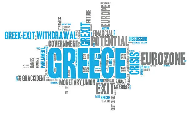 Vector illustration of Grexit Word Cloud - Greek Crisis, Banner, Cutout