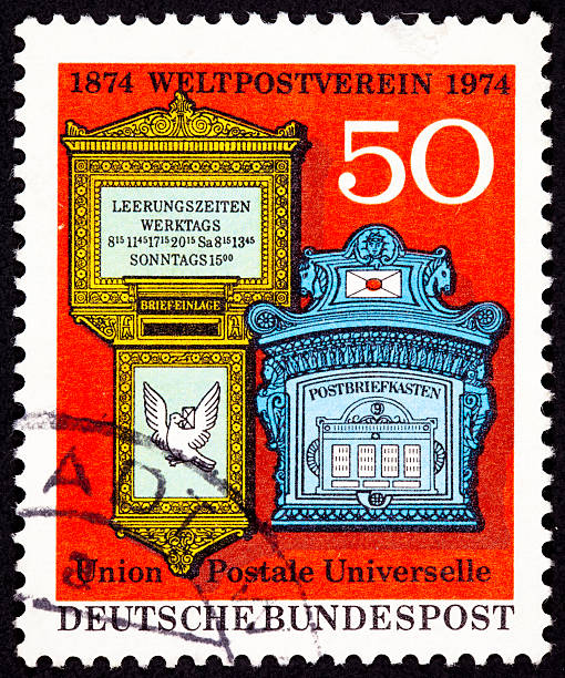 istock Canceled West Germany Postage Stamp Ornate Traditional Mailboxes Bundespost 471240669