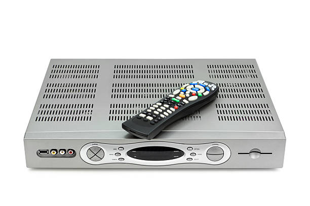 DVR and Remote Control High-definition, DVR, digital video recorder and remote control, isolated on white. cable tv stock pictures, royalty-free photos & images