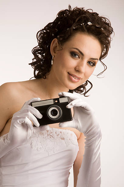 noiva com câmera - glove formal glove white wedding - fotografias e filmes do acervo