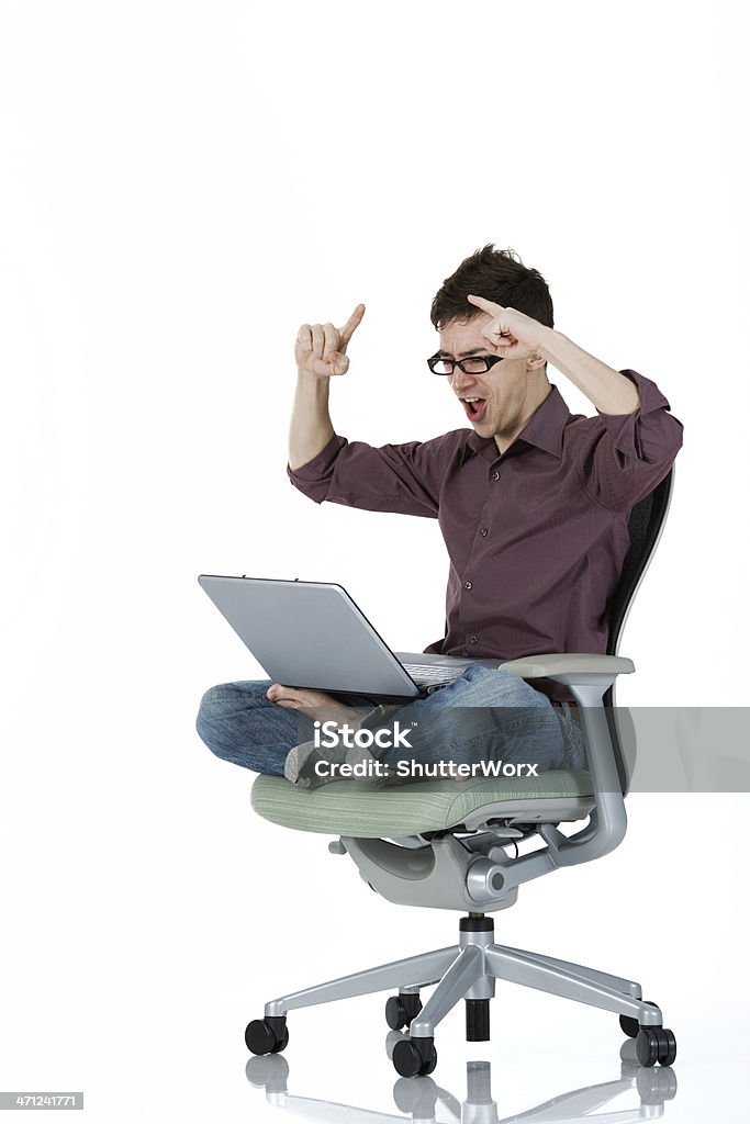 Happy Computing Stock Photo - Download Image Now - Adult, Fun, Men - iStock