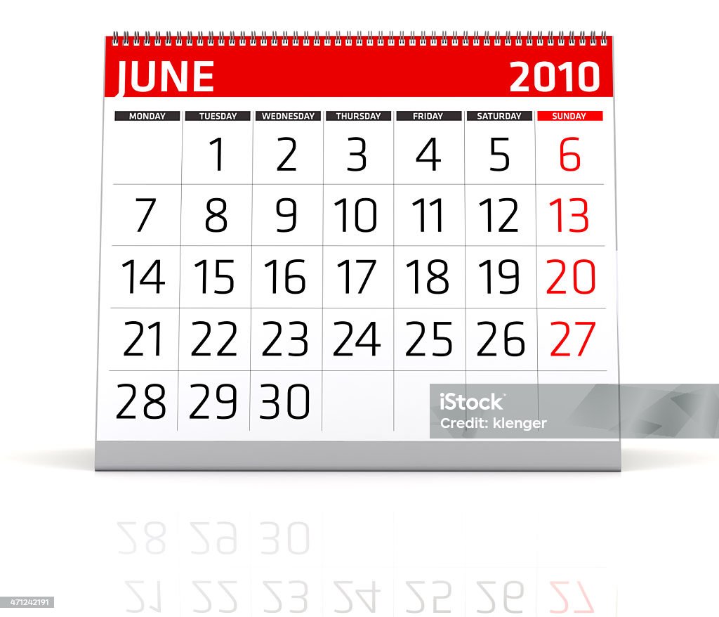2010 년 6월-Calendar - 로열티 프리 0명 스톡 사진