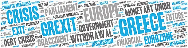 Vector illustration of Grexit Word Cloud - About the Greek Crisis, Banner, Cutout
