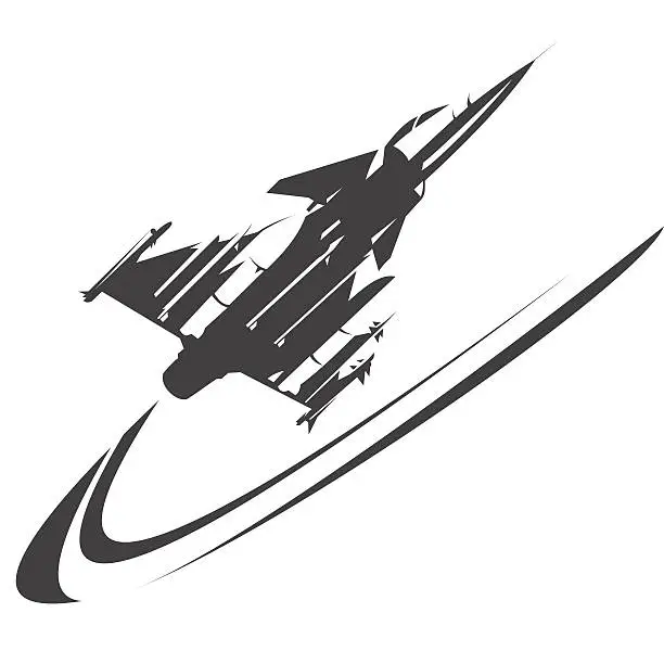 Vector illustration of Fighter jet performing an high speed curve