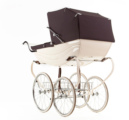 Classic Baby Stroller isolated on white. 