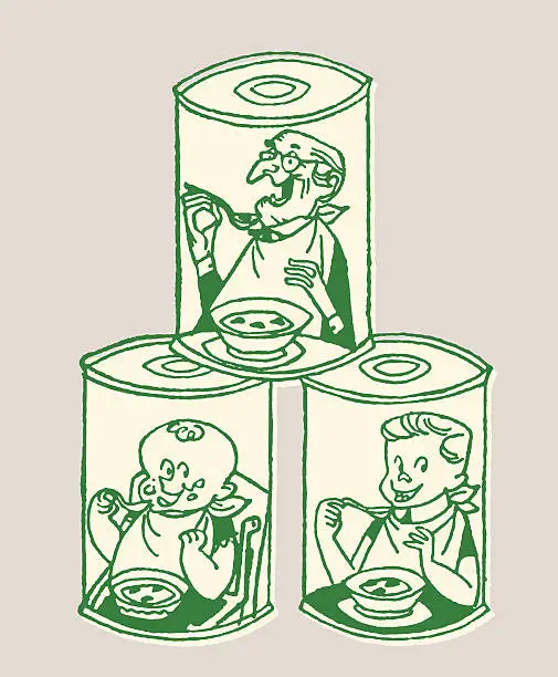 Vector illustration of Canned Food for Babies Kids and the Elderly