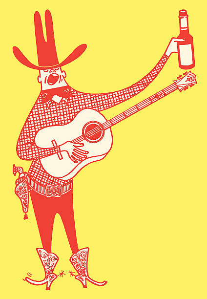 Singing Cowboy with Guitar and Beer http://csaimages.com/images/istockprofile/csa_vector_dsp.jpg gun holster stock illustrations