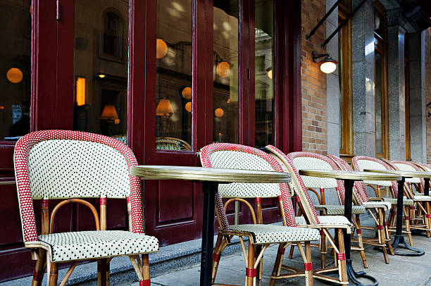 istock Restaurant chairs and table set outdoors in downtown Philadelphia 471244311