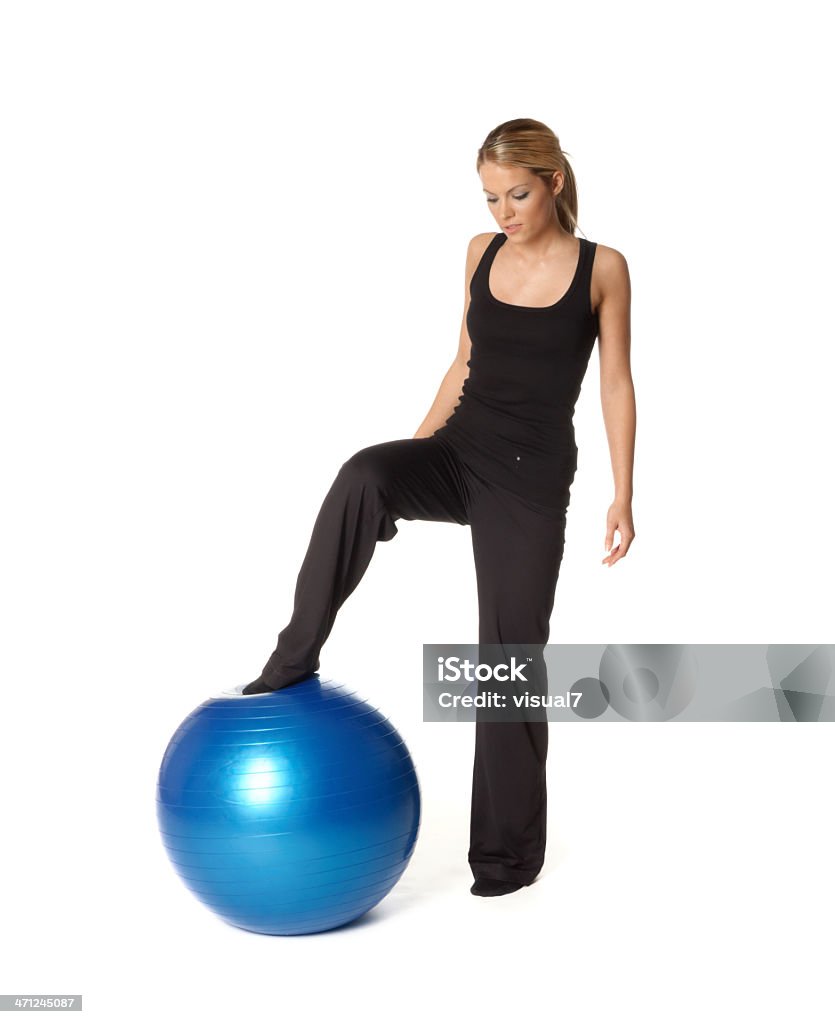 Azul Exercício com bola de exercício - Royalty-free 20-24 Anos Foto de stock