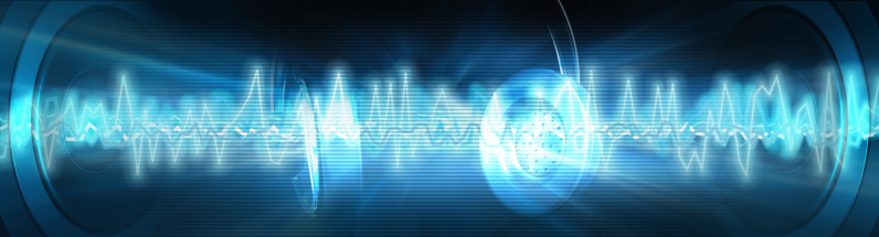 Abstract blue sound wave background with speakers. Mainly suitable for web banners, posters etc.