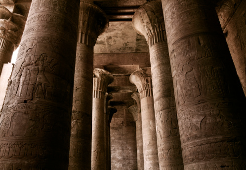 Interior of Dendera temple in a sunny day, Luxor, Egypt