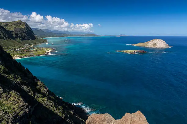 Manana and Kaohikaipu Islands, commonly known as Rabbit and Turtle Islands off the coast of Oahu Hawaii