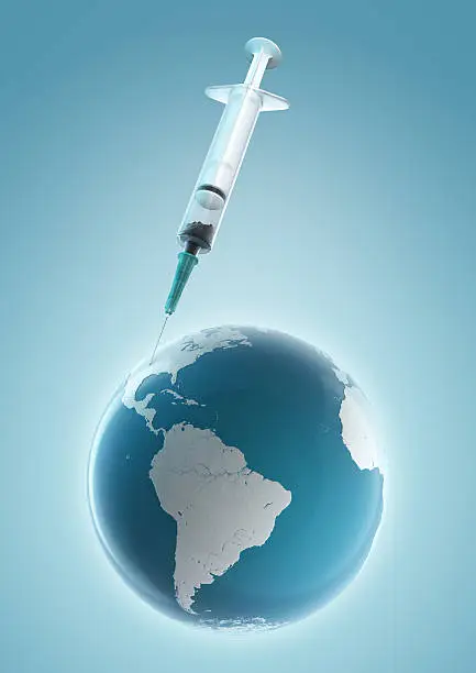 A injection needle taking oil from the earth.