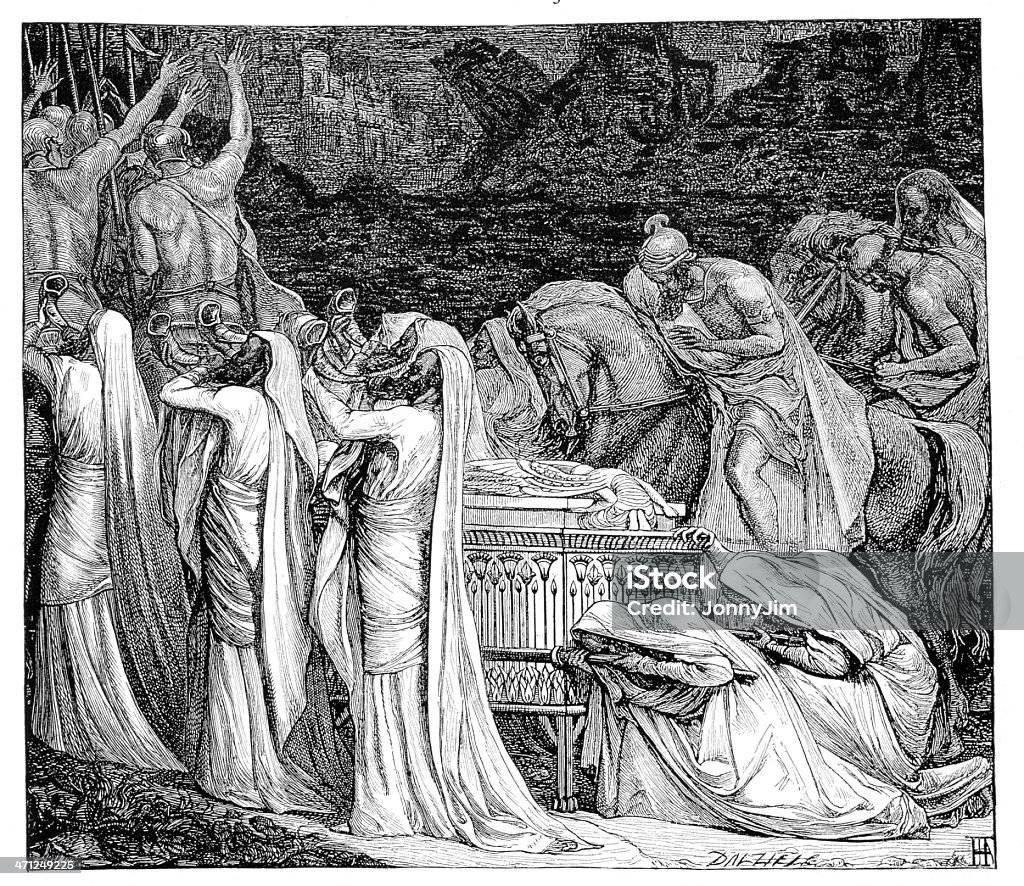 Victorian Biblia Ilustracja ściany Jerico upadek na dół - Zbiór ilustracji royalty-free (Biblia)