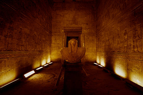 Naos of Nectanebo II - Horus Temple in Edfu Inner Chamber of Horus Temple in Edfu, Egypt horus photos stock pictures, royalty-free photos & images