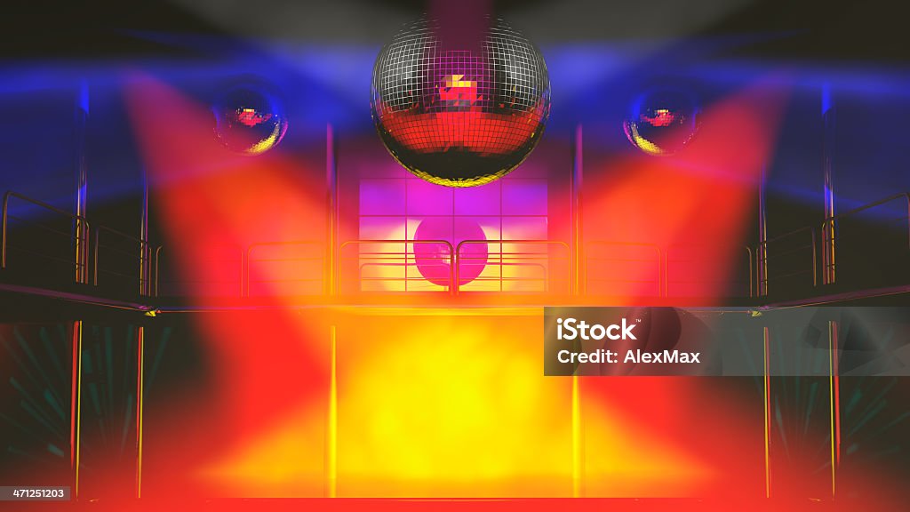 club nocturno discoteca luces coloridas - Foto de stock de Bola espejo libre de derechos
