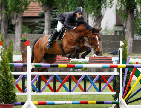 A great rider above a jump called \
