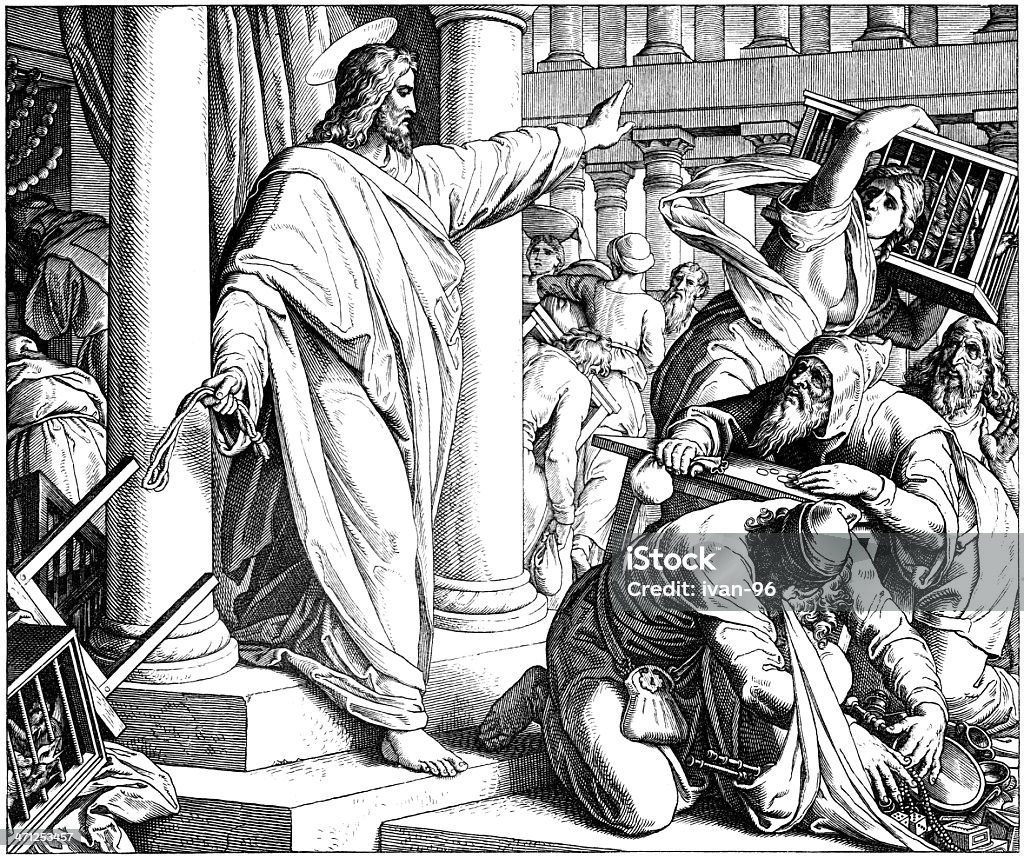 Jezus usuwa Temple - Zbiór ilustracji royalty-free (Biblia)