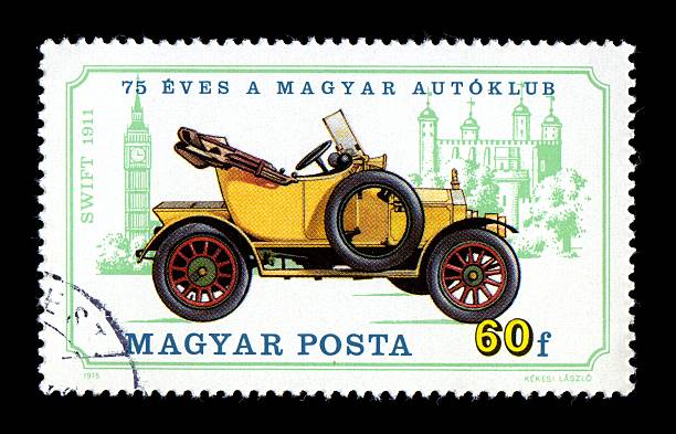 istock Historical Antique Auto Postage Stamp Hungarian 471253625