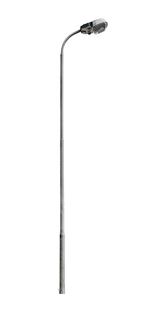 a silver streetlight on white background - pole 個照片及圖片檔